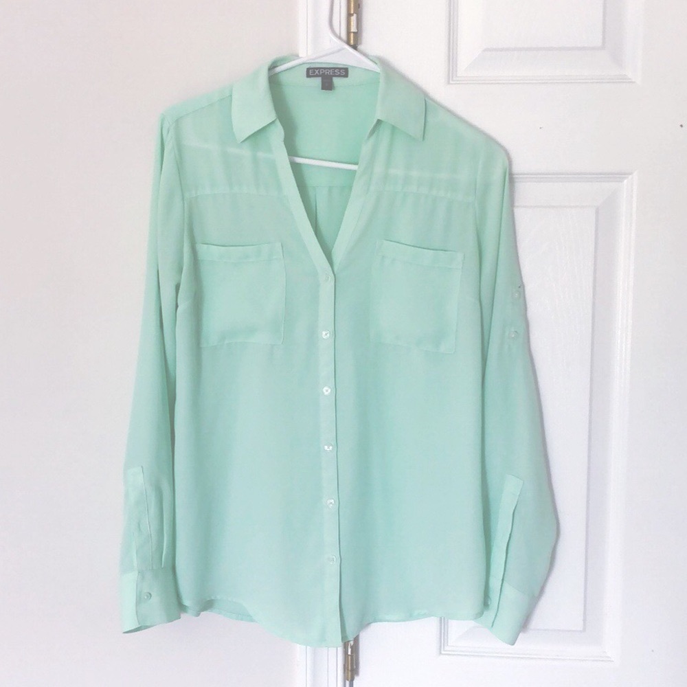 Express S Mint blue green portofino top button